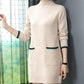 Autumn and Winter Mid-length Loose Dress Thickened Half High Neck Knitted Base Skirt Simple Casual Women Sweater Dress