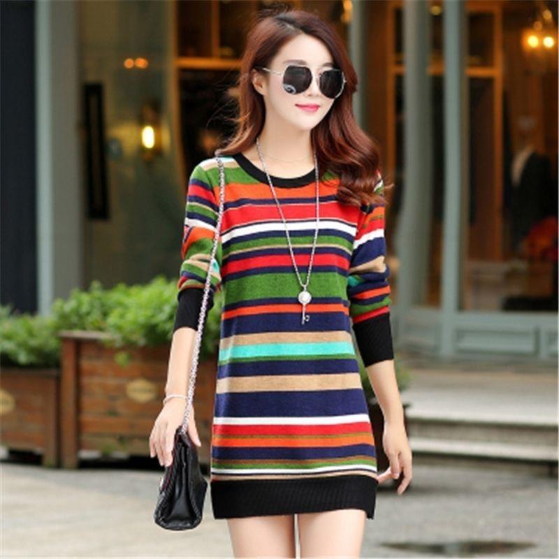 Fashion Trend Korean Version of The Plus Size Base Skirt In The Autumn and Winter Mid-length Plus Velvet Thick Long-sleeved Dress