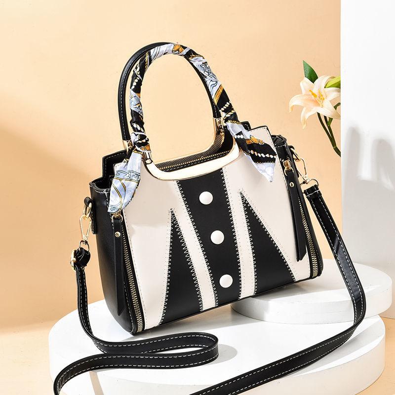 Women Luxury Top-Handle Bags Personality Silk Scarf PU Leather Handbags Large Capacity Crossbody Bag Give Gifts