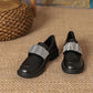British Style Small Leather Shoes College Style Sparkling Rhinestone Single Shoes Women Square Toe Platform Shoes