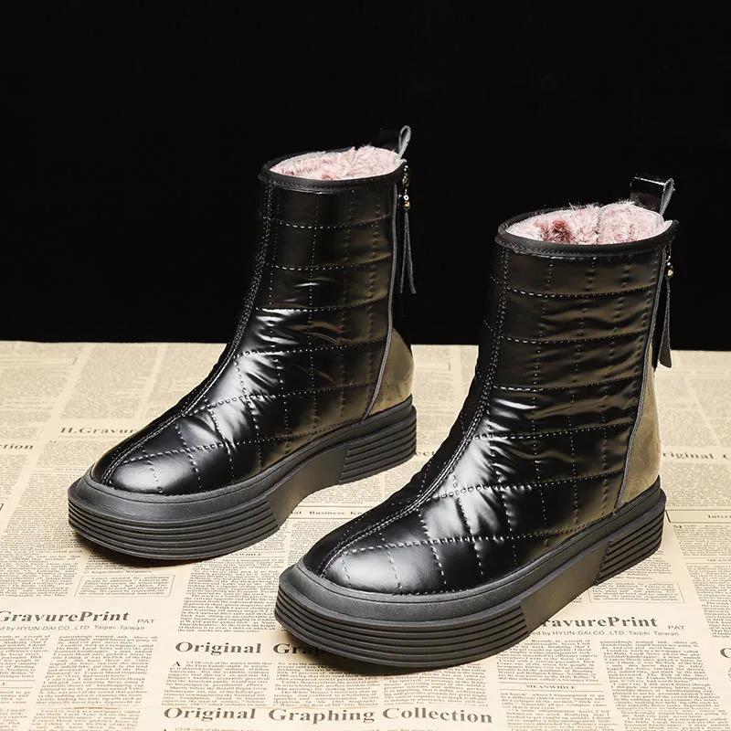 Snow Boots Women's Thickened Warm Autumn and Winter Cotton Shoes Thick-soled Waterproof Non-slip Martin Boots
