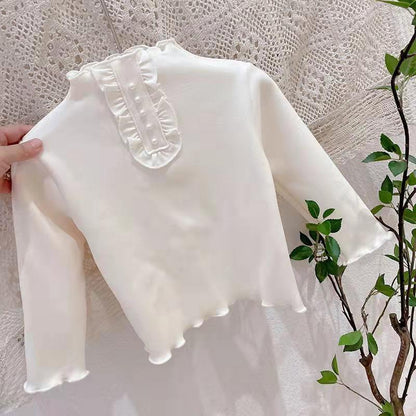 Korean Version of Autumn and Winter Girls Plus Velvet Thick Bottoming Shirt Solid Color All-in-one Velvet Top