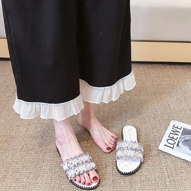 Slippers Women Wear Pearl Flat-bottom Beach Sandals and Slippers In Summer