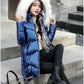 Down Cotton Jacket Winter Loose Korean Color Shiny Face-free Collar Mid-length Cotton Jacket Women