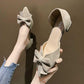 Plus Size 35-39 Summer Women Bohemian Prom High Heels Wear-resistant Non-slip Office Lady Sandals Bow Shoes