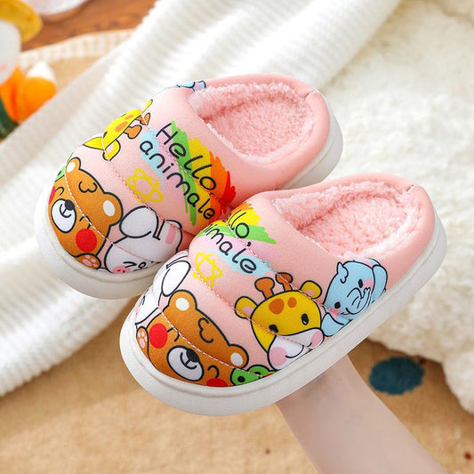 Children's Cartoon Cotton Slippers Autumn and Winter Warm Flat Shoes Indoor and Outdoor Non-slip Casual Slippers Light Soft Shoes