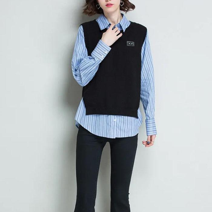 Spring and Autumn Round Neck Knitted Vest Women's Solid Color Halterneck Waistcoat Short Casual Sleeveless Sweater