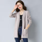Spring and Autumn Mid-length Knitted Sweater Cardigan Solid Color All-match Top Long Sleeve Loose Women's Jacket