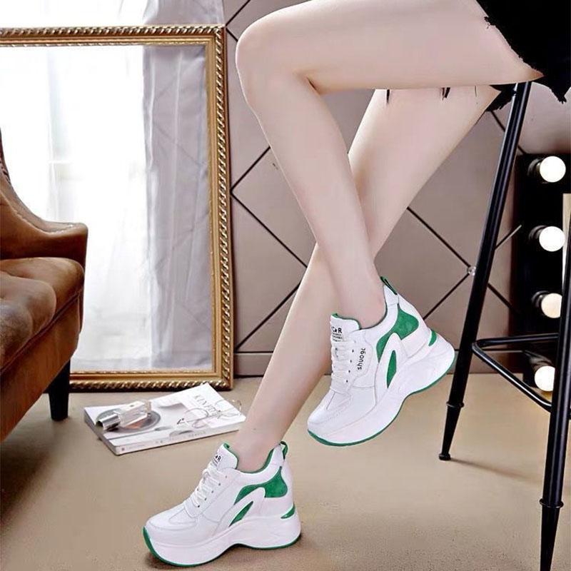 Inner Increase Sports Shoes Women's Spring and Autumn 2021 Fashion Thick-soled White Shoes Casual All-match Thin Daddy Shoes Net Shoes