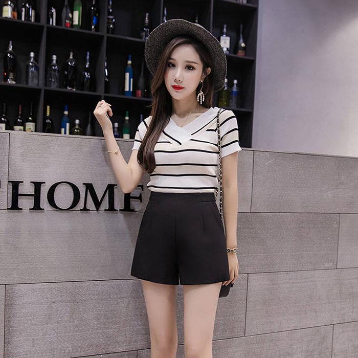 Women High Waist Chiffon Suit Shorts Students Casual Anti-light Slim Mini A-line Pants