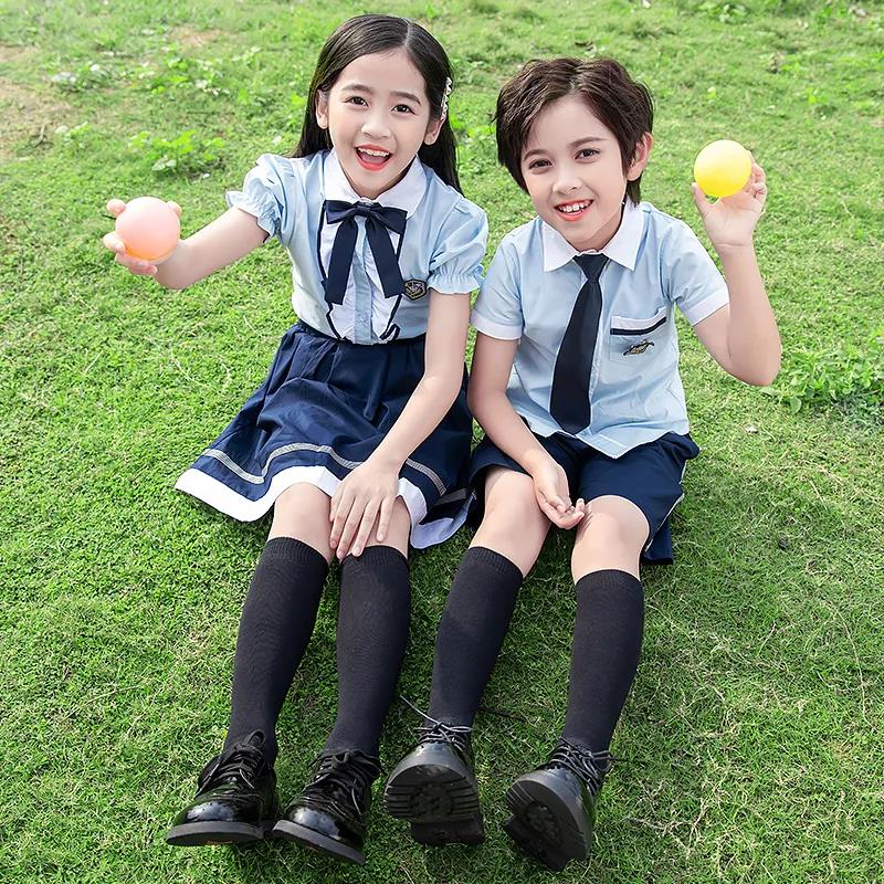 Kindergarten Uniforms Summer 2021 Summer Primary School Students Short-sleeved School Uniform Suit British College Style Class Clothes