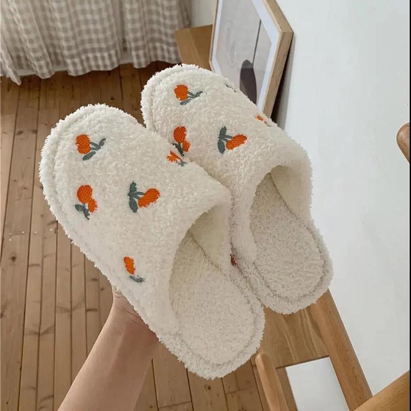 Ladies Pure Cotton Slippers Indoor Non-slip Slippers Soft Bottom Household Casual Slippers Keep Warm in Autumn and Winter