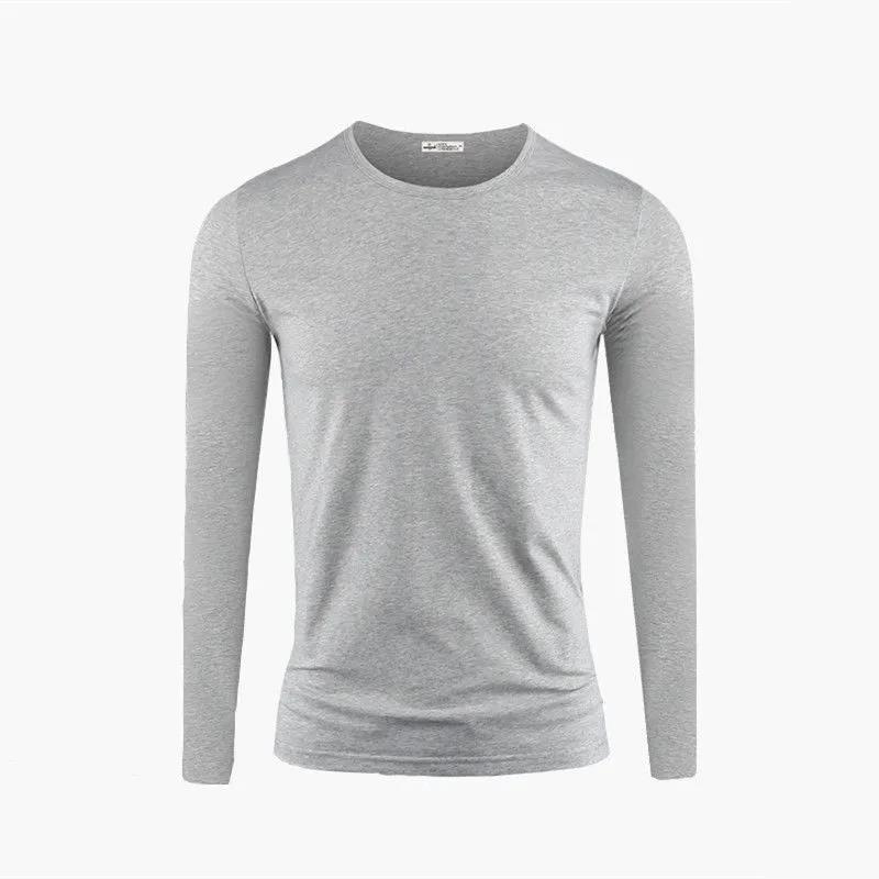 Long-sleeved T-shirt Men's Winter Warm and Comfortable with A Solid Color Bottoming Shirt Slim Thin Section