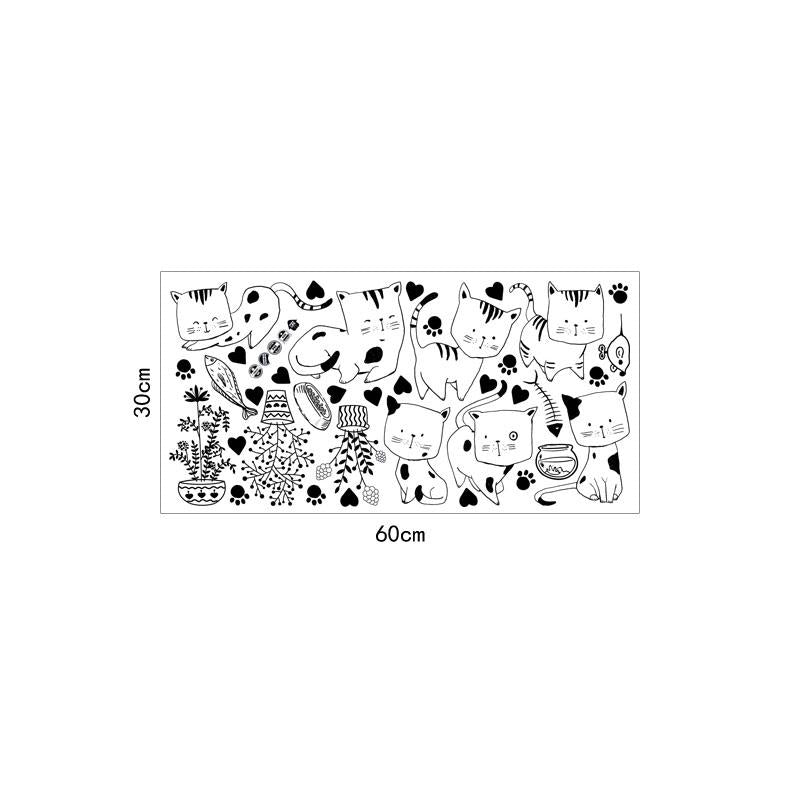 [Wall sticker] cartoon cats wall stickers kitchen bathroom bedroom stair refrigerator diy wall decal