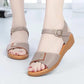 Leather Sandals Women's Summer Flat Low-heeled Soft-soled Non-slip Middle-aged and Elderly Young Ladies Sandals