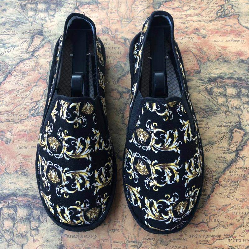 Old Beijing Handmade Men's Cloth Shoes Printed Trend Canvas Shoes Peas Footwear