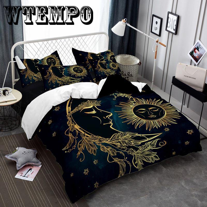 Home Decor Sun Flower Embroidery Duvet Cover with Pillow Cases Quilt Cover 3 Pcs Bedding Set