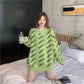 Women Letter Knitwear Crew Neck Loose Knitting Pullover Chic Solid Color Jumper Sweater Top