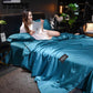 4pcs Nordic Style Silk Bedding Satin Grey Duvet Cover Solid Color Set Simple Beautiful