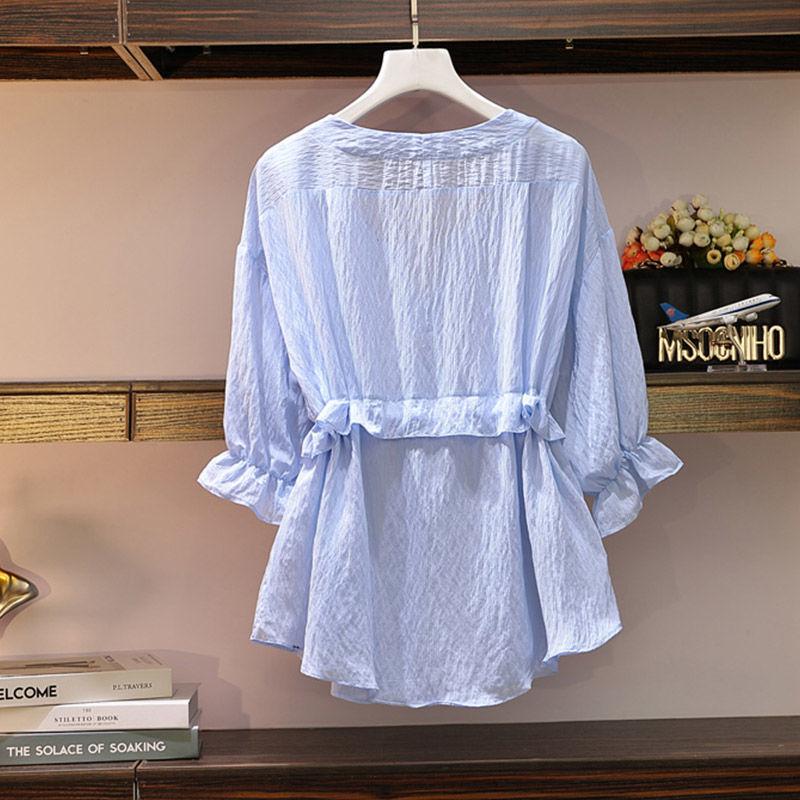 Chiffon Shirt Plus Size Top Shirt Women Short Sleeve Loose Casual Breathable Summer Dress