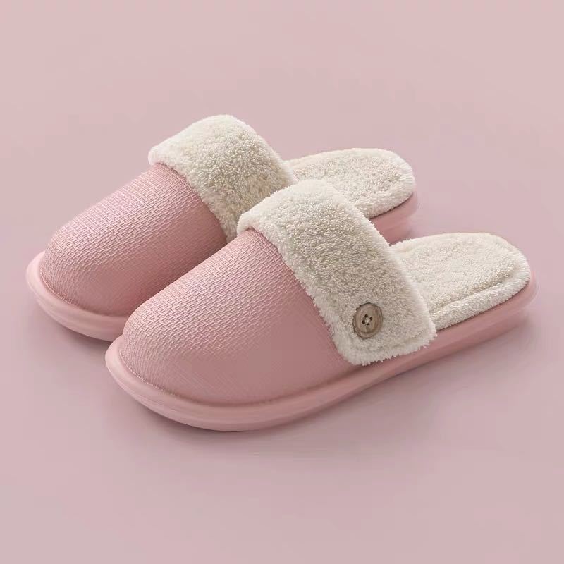 Autumn and Winter Cotton Slippers Indoor Non-slip Soft-soled Shoes Warm Simple Plush Cotton Shoes Removable