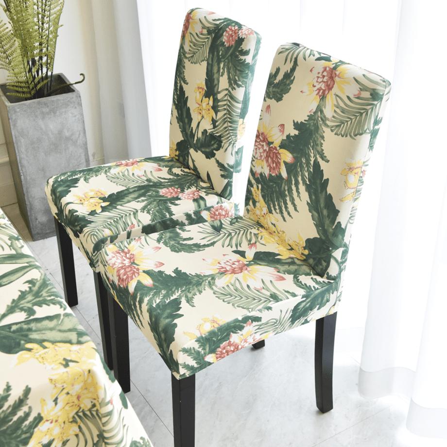 2/4/6PCS  Spandex Chair Cover  Printed Stretch Elastic Chair Cover for Dining Room Office Wedding Banquet Party