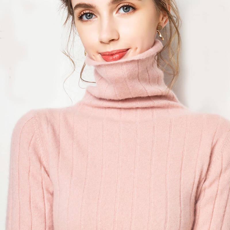 Casual Winter turtleneck Sweater Pullover Women Long Sleeve chic female loose Knit Sweaters thick