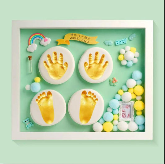 Baby's Hand and Foot Impression Mud Fetal Hair Souvenir Photo Frame Newborn Baby's Hand and Foot Impression Permanent Full Moon Hundred Day Gift