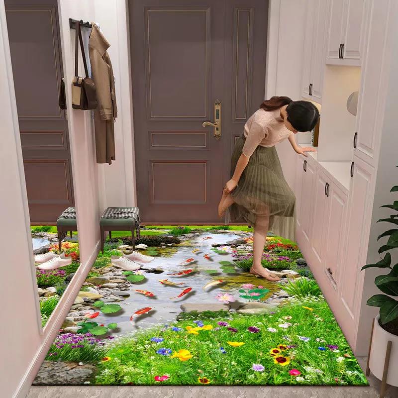 Entering Pad Easily Cleaning Entry Mat Geometric Pattern Pedal Door Hall Carpet Kitchen Floor Mats Pad 100 * 120/80 * 150cm Light Luxury
