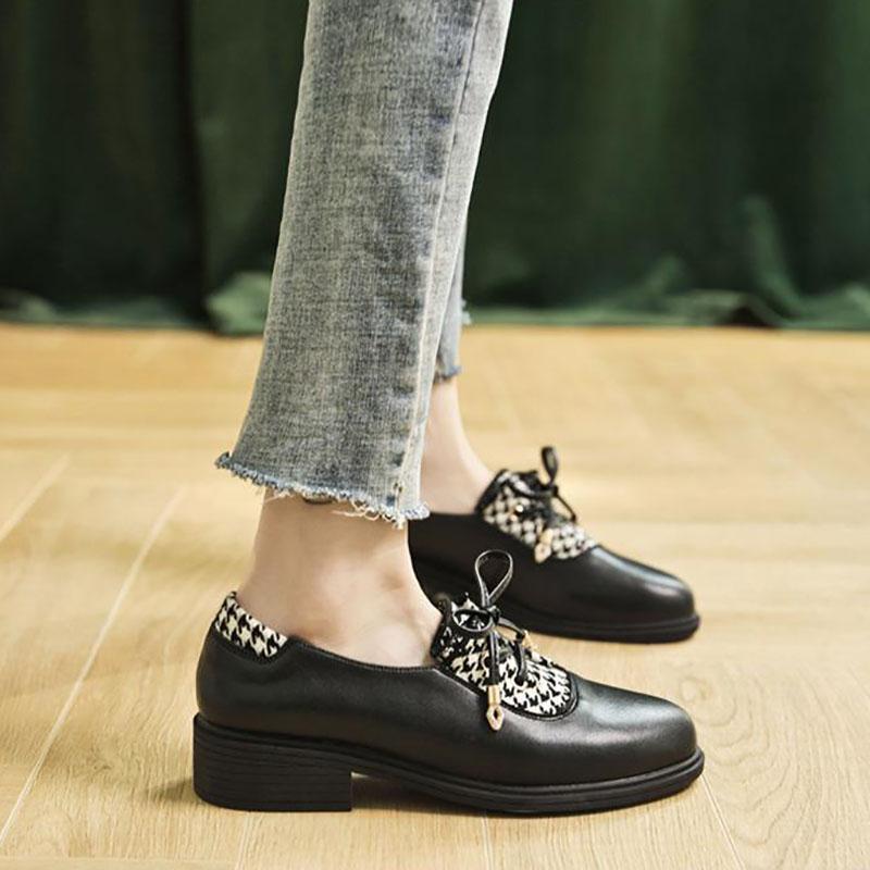 Ladies Style Gentle Shoes Women Spring All-match Women's Shoes Retro Single Shoes Mid-heel Small Leather Shoes