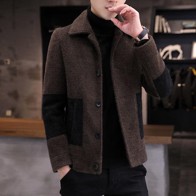 Short Stitching Men's Jacket Autumn and Winter Fashion Trend Slim Single-breasted Youth Jacket