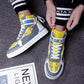 Spring Autumn Men High-top Vulcanized Shoes Canvas Shoes Lace Up Letter Prints Buckle Casual Thick Sole Shoes for Men