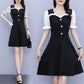 Women's High-elastic Short-sleeved Summer Fake Two-piece Waist Large Size Temperament Dress