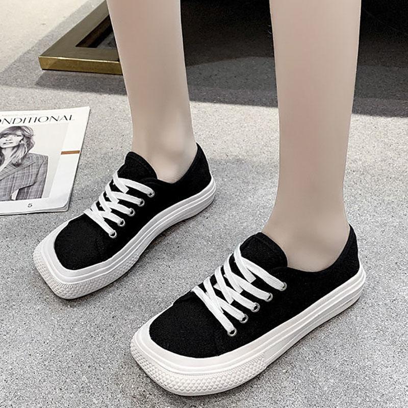 Student Shoes Women Canvas Shoes Female Students Korean Version of Mango Head Women's Shoes Flat All-match Casual Shoes