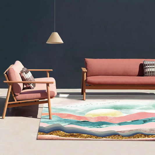 Household Carpet Fashion Abstract Landscape Sun Pattern Bedroom Living Room Non-slip Doormat Bedside Carpet Floor Mat