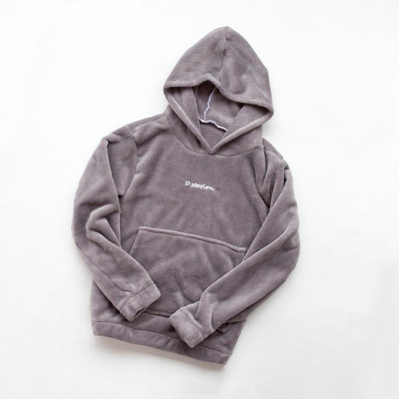 Coral Fleece Pajamas for Women and Men Pyjamas Set Flannel Hoodie Pullover Sleepwear Autumn Winter Velvet Warm Home Wear Suit Casual Loose Long Sleeve