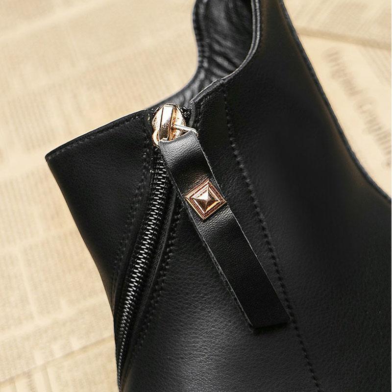 Martin Boots Woman British Style Flat Female Short Boots Single Boots Black Leather Boots Chelsea Boots