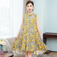 Women Cotton Silk Dress Summer Mother Sleeveless Mid-length Loose Large Home Night Skirt Beach Skirt