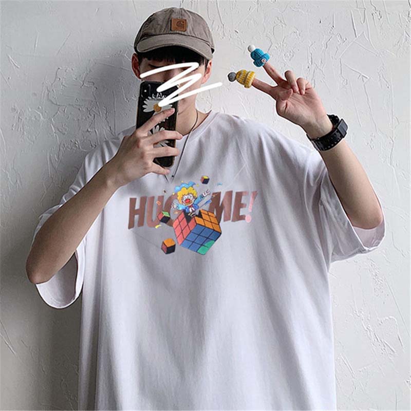 Short-sleeved T-shirt Summer Boys Loose Print Round Neck Top
