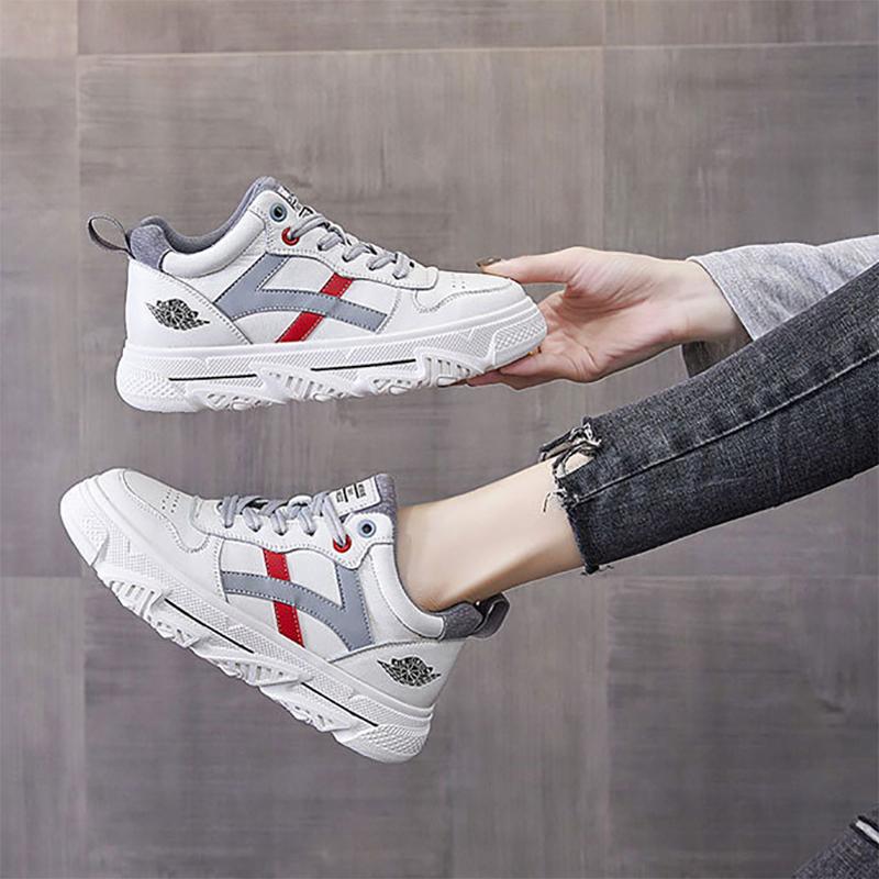 Spring Autumn Leather White Shoes Sports Shoes Casual Shoes College Style All-match Platform Shoes Women