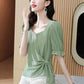 Large Size Shirt Women's Summer French Fashion Loose Square Collar All-match Short-sleeved Top