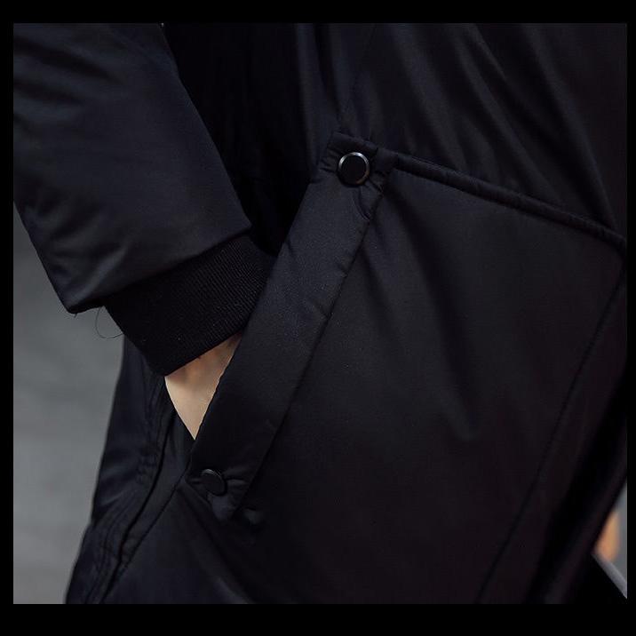Winter Mid-length Padded Jacket Men's Thick Plus Size Down Padded Jacket Korean Style Loose Hooded Padded Jacket Men's Trend