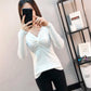 Pofulove sexy slim bottoming shirt female V-neck solid color short sweater with knitted sweater