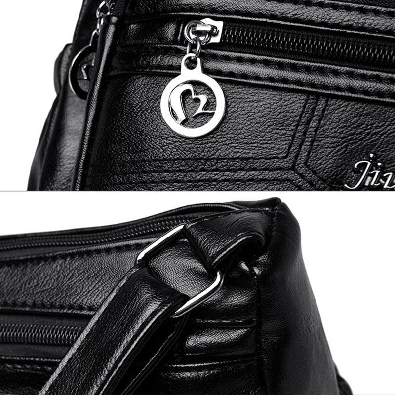 Sheep Leather Multi-layer Female Bag Fashion Trend Large Capacity Messenger Bag Middle-aged Lady Shoulder Bag Mother Bag