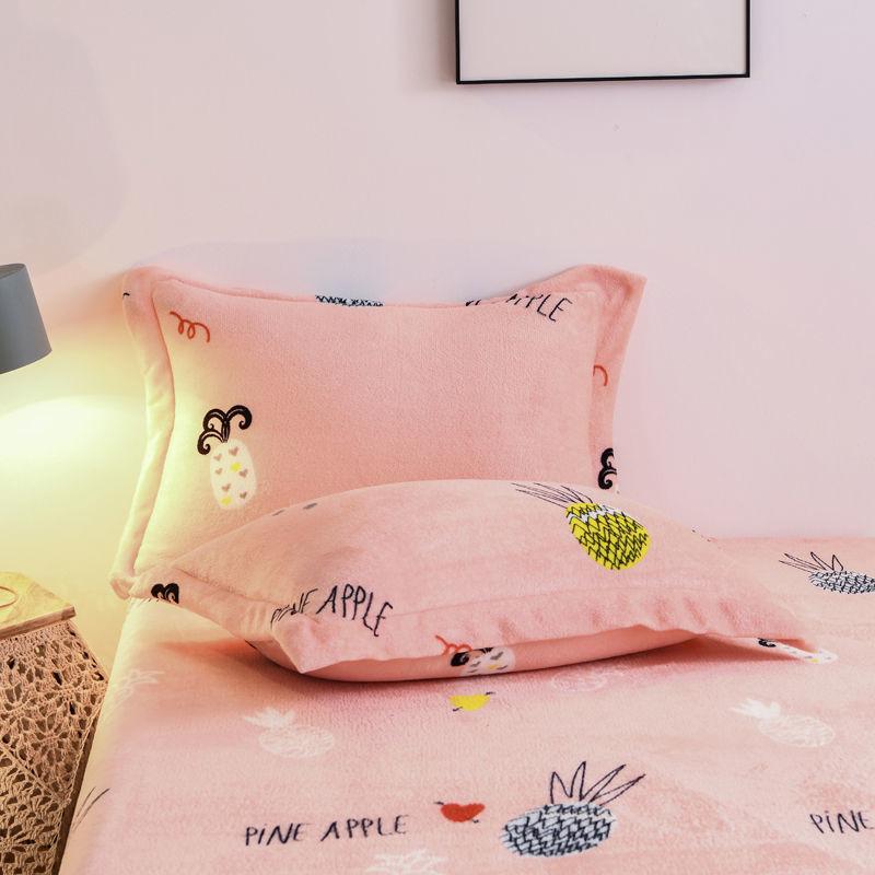 Household Plus Velvet Pillowcase A Pair of Flannel Pillowcases 48X74cm Coral Velvet School Student Pillowcase Bedding