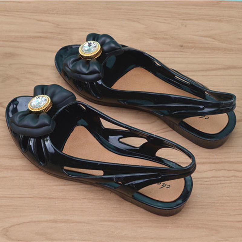 Female Fish Mouth Plastic Sandals Summer Flat Plastic Jelly Shoes Soft Bottom Fashion Korean Version of All-match Mom Work Sandals