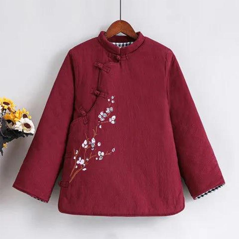 Chinese Tang Suit Cotton-padded Clothes Republican Style Women's Improved Cheongsam Jacket Retro Chinese Style Quilted Thick Cotton Linen