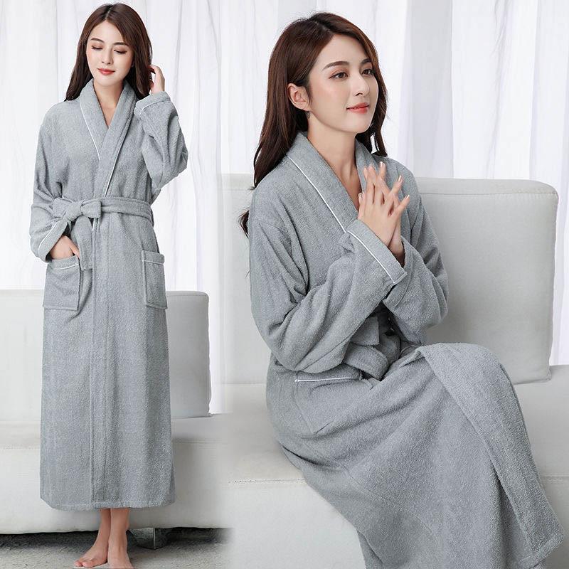 WTEMP Four Seasons Universal Bathrobe Lengthen Men's and Women's Couple Nightgown Thicken Bathrobe