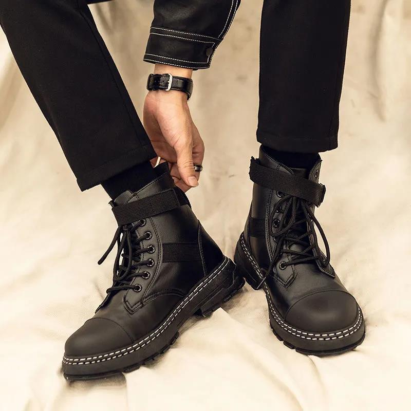 Summer Martin Boots Men's High-top British Style Korean Version of All-match Men's Shoes Locomotive Tooling Boots