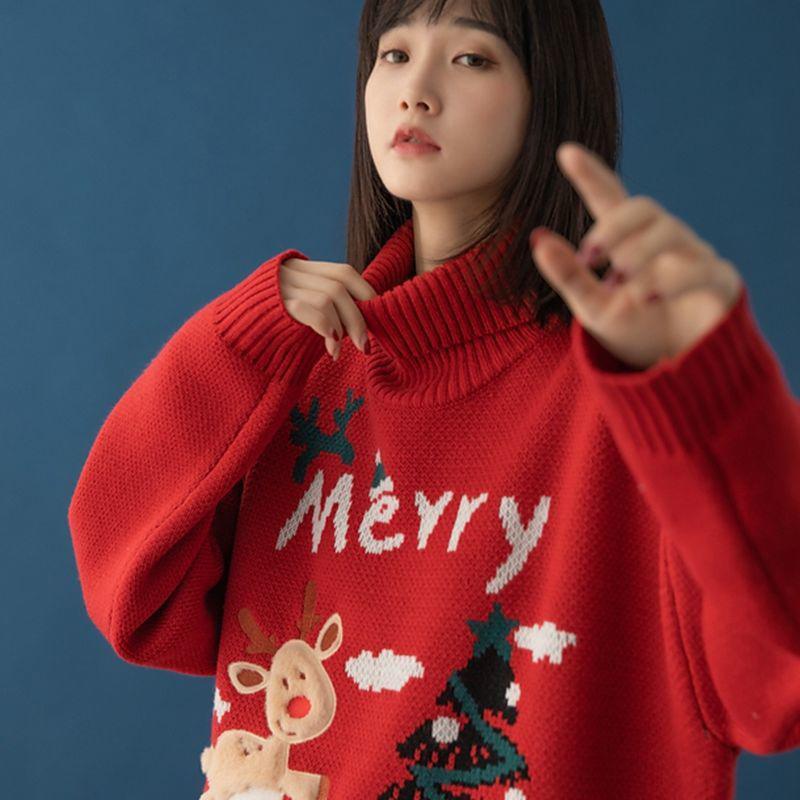 Autumn Winter  Women Fashion Sweater Casual Knitting Sweater Turtleneck  Pullovers Loose Casual Long Sleeve Sweater